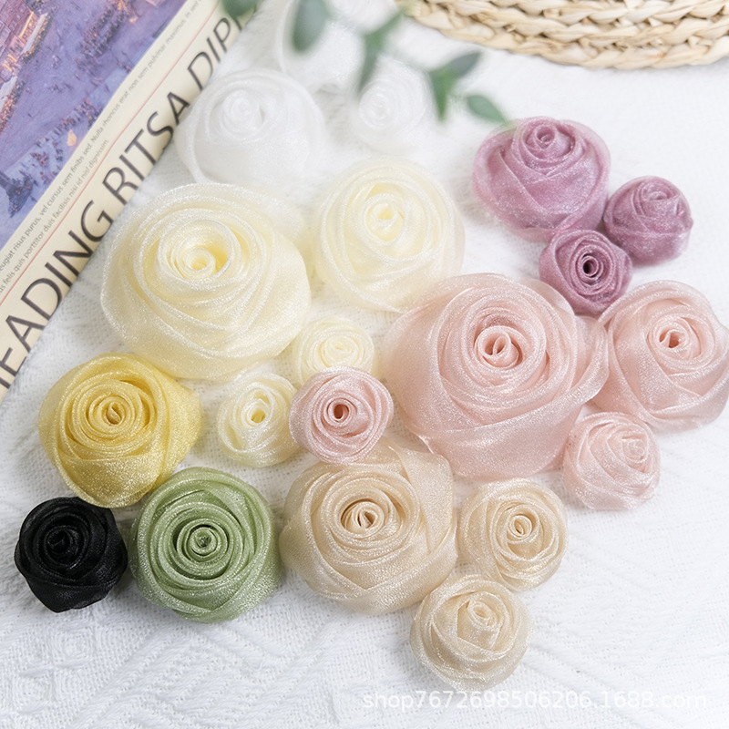 Baby Clothing Designer - 3-4.5cm 오간자 스노우 로즈 헤드 드레스