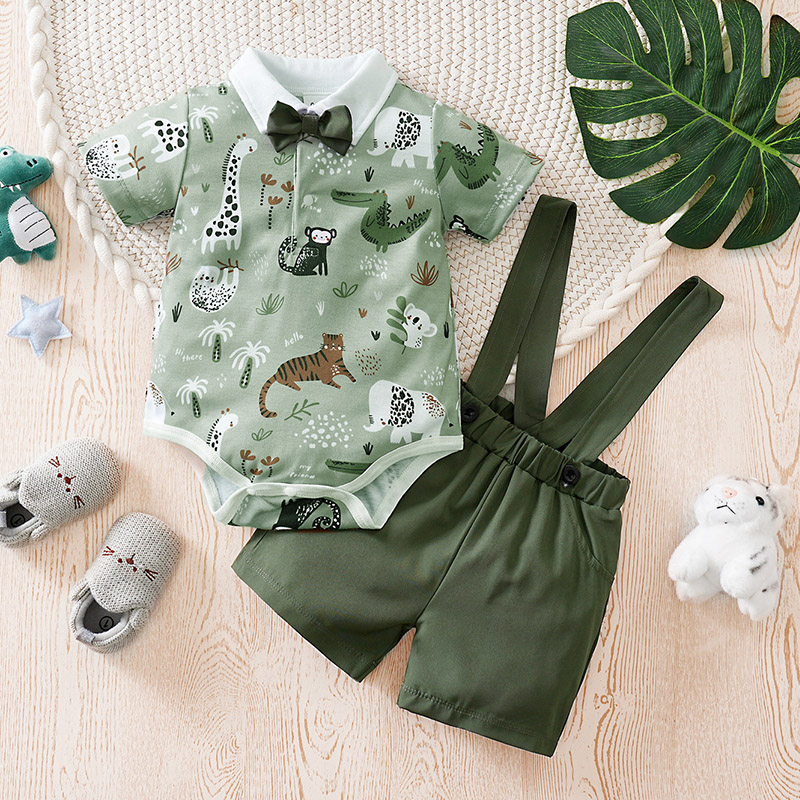 Baby Clothing Bundles - 신생아 아기 소년 의류 세트 동물-녹색
