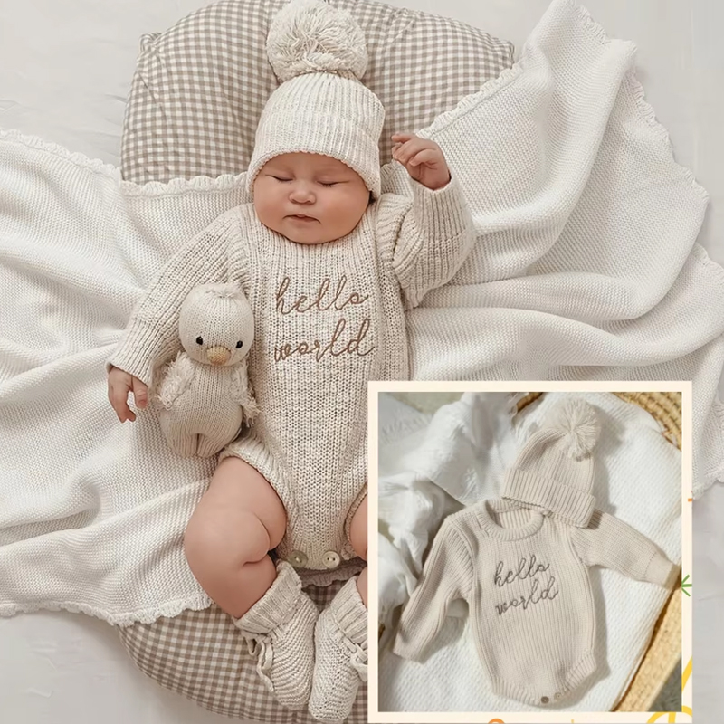 Baby Clothing Sets Boy - Ylsteed Hello World 뜨개질 신생아 사진