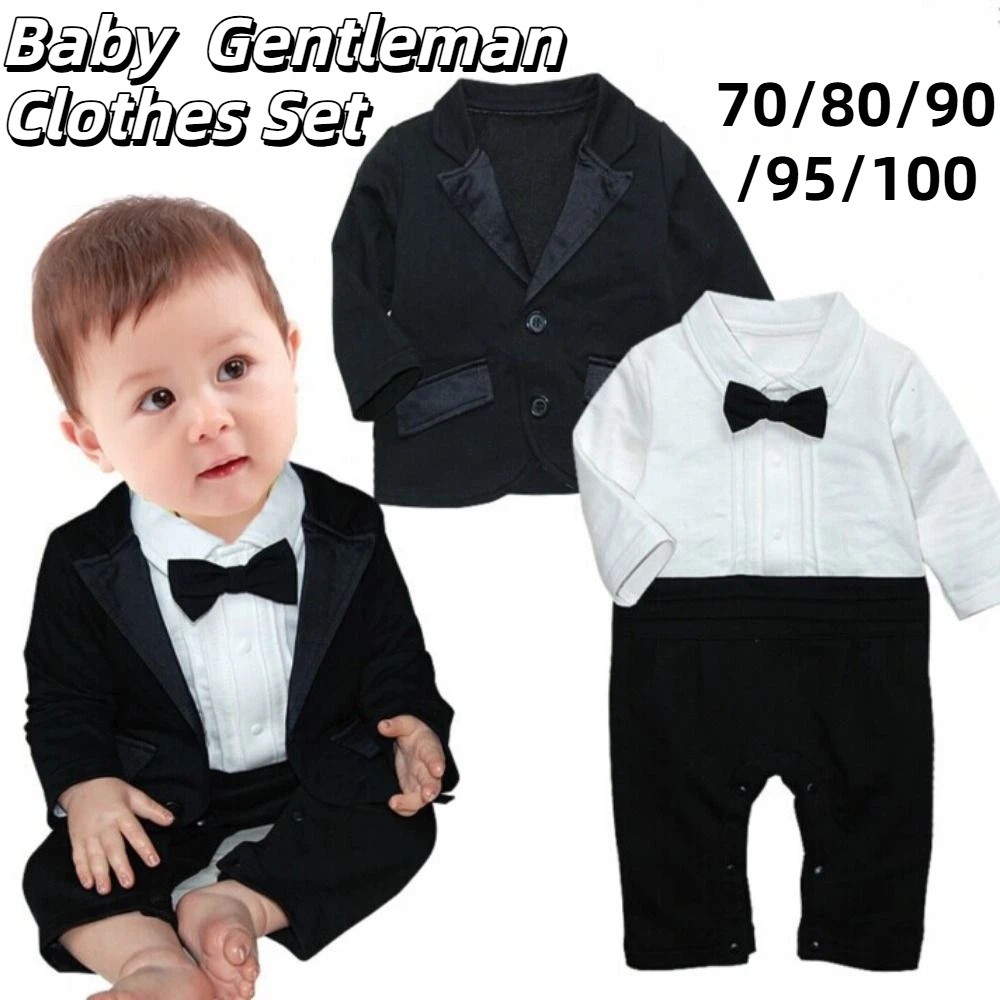 2피스/세트 블랙 턱시도 신사 보스 베이비 옷 투피스  - Baby Clothing Bundles 리뷰 및 가격