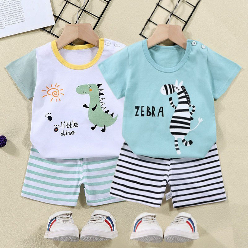 코튼 티셔츠 + 반바지 2 피스 운동복 세트 어린이 만 - Baby Clothing Bundles 리뷰 및 가격