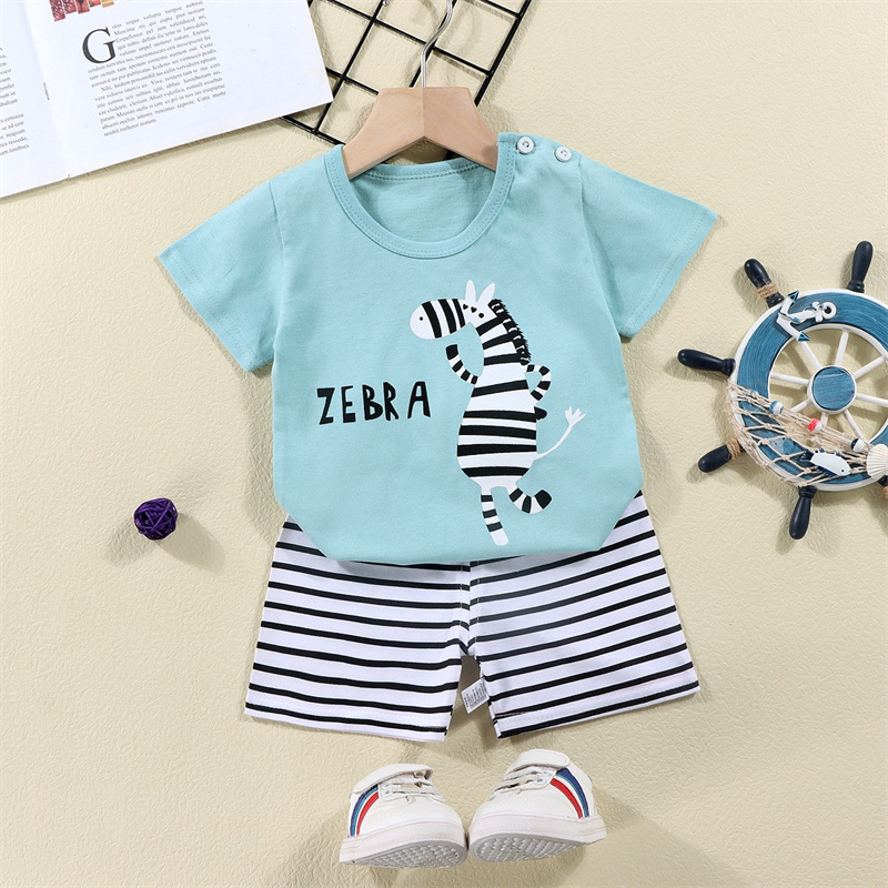 코튼 티셔츠 + 반바지 2 피스 운동복 세트 어린이 만 - Baby Clothing Bundles 리뷰 및 가격