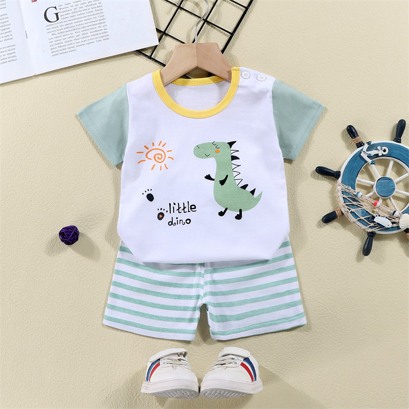 코튼 티셔츠 + 반바지 2 피스 운동복 세트 어린이 만 - Baby Clothing Bundles 리뷰 및 가격