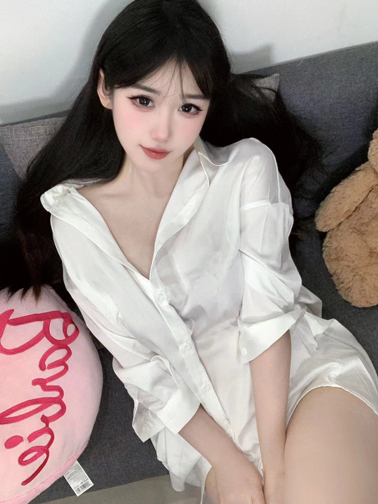 여성용 화이트 컬러 셔츠 원근법, 섹시한 잠옷 가운,  - Baby Gown Nightwear 리뷰 및 가격