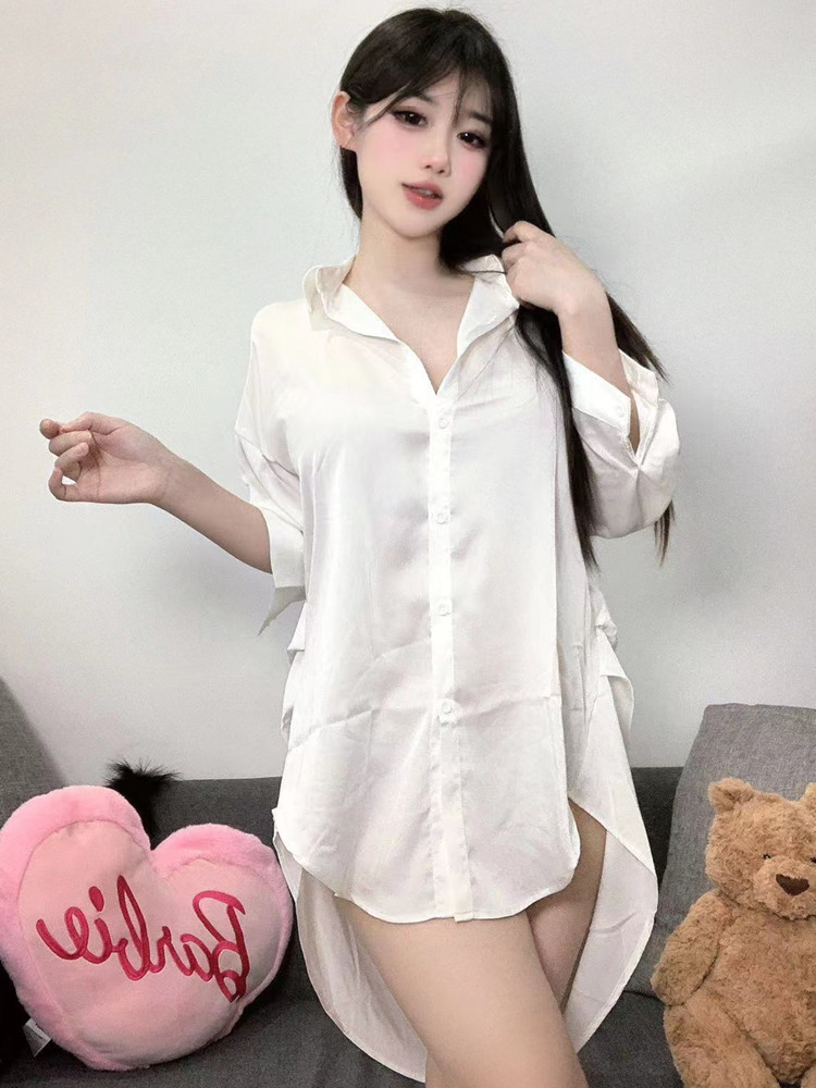 여성용 화이트 컬러 셔츠 원근법, 섹시한 잠옷 가운,  - Baby Gown Nightwear 리뷰 및 가격