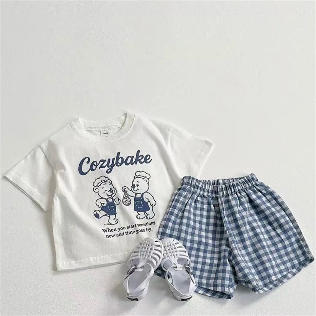만화 티셔츠+반바지 투피스 세트 여름옷 귀여운 프린트  - Baby Clothing Designer 리뷰 및 가격