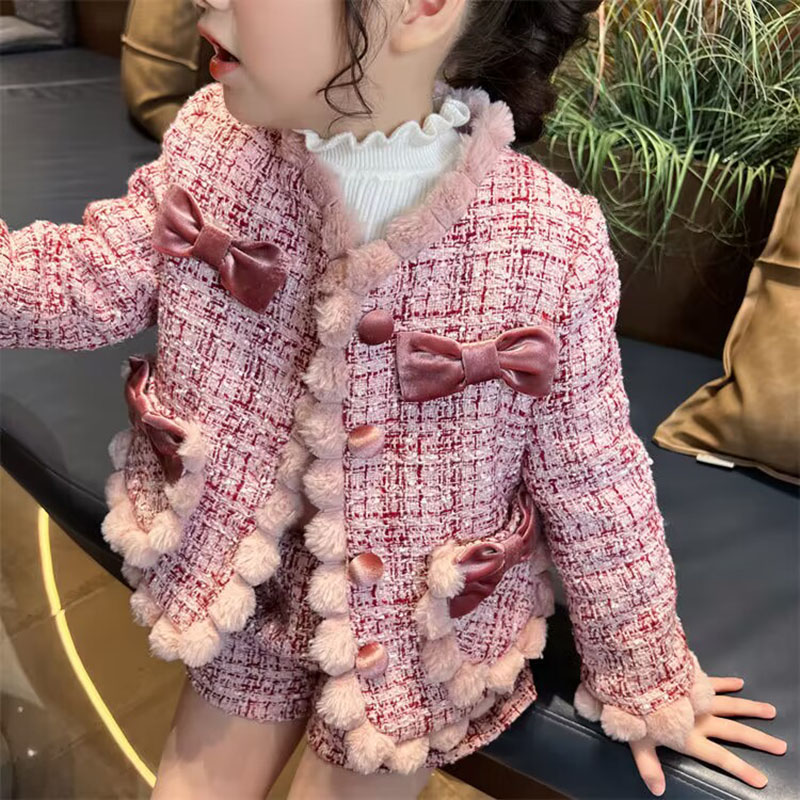 사랑스러운 폼폼 디자인 아기 소녀 트위드 코트 및 반바 - Baby Clothing Designer 리뷰 및 가격