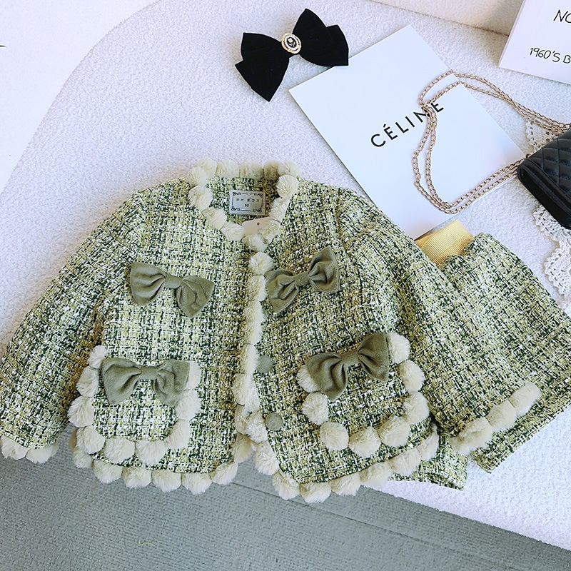 사랑스러운 폼폼 디자인 아기 소녀 트위드 코트 및 반바 - Baby Clothing Designer 리뷰 및 가격