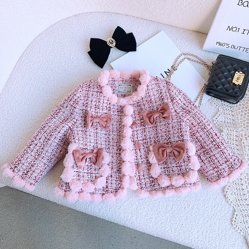 사랑스러운 폼폼 디자인 아기 소녀 트위드 코트 및 반바 - Baby Clothing Designer 리뷰 및 가격